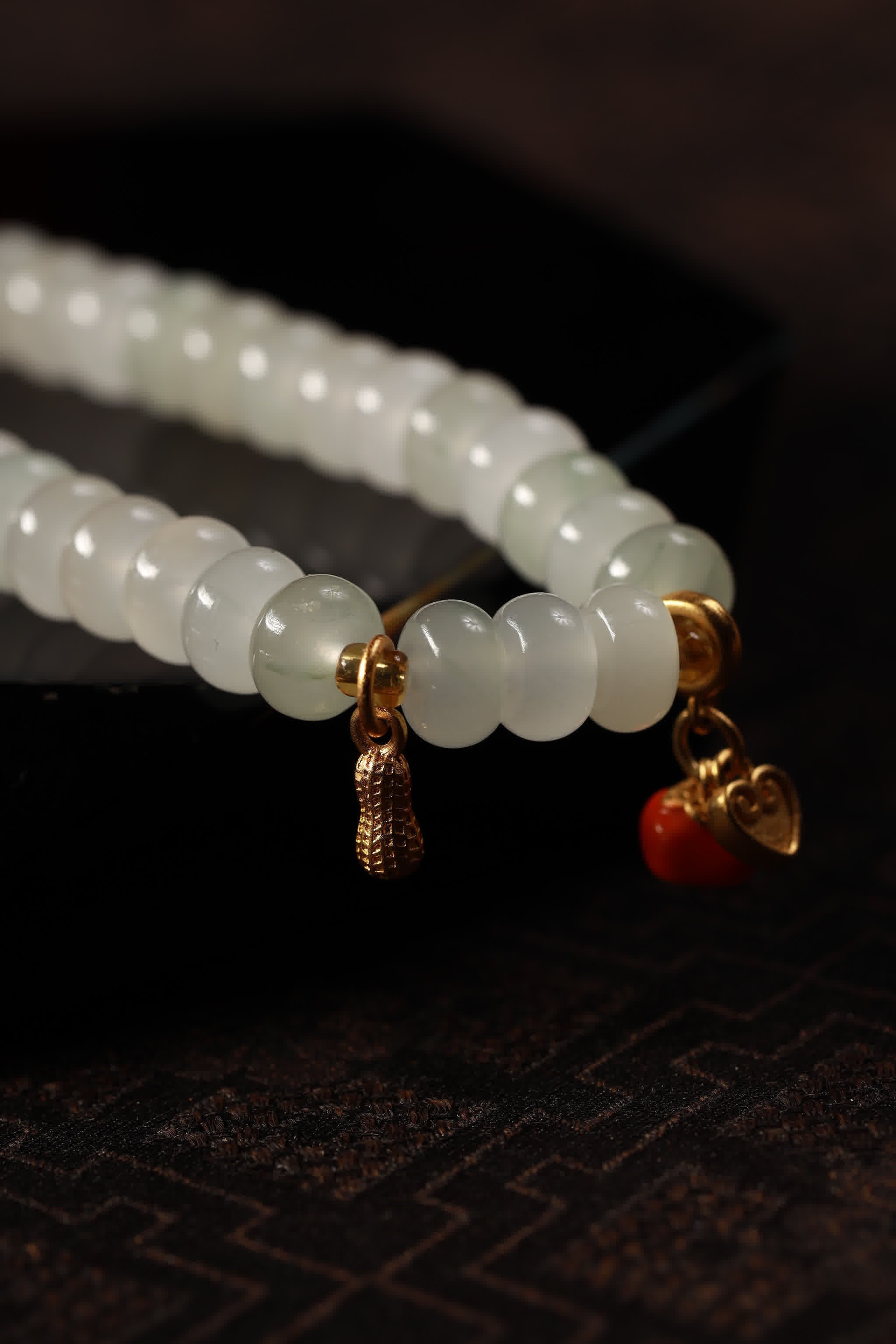 Triple Harmony Green Jade Bamboo Bracelet