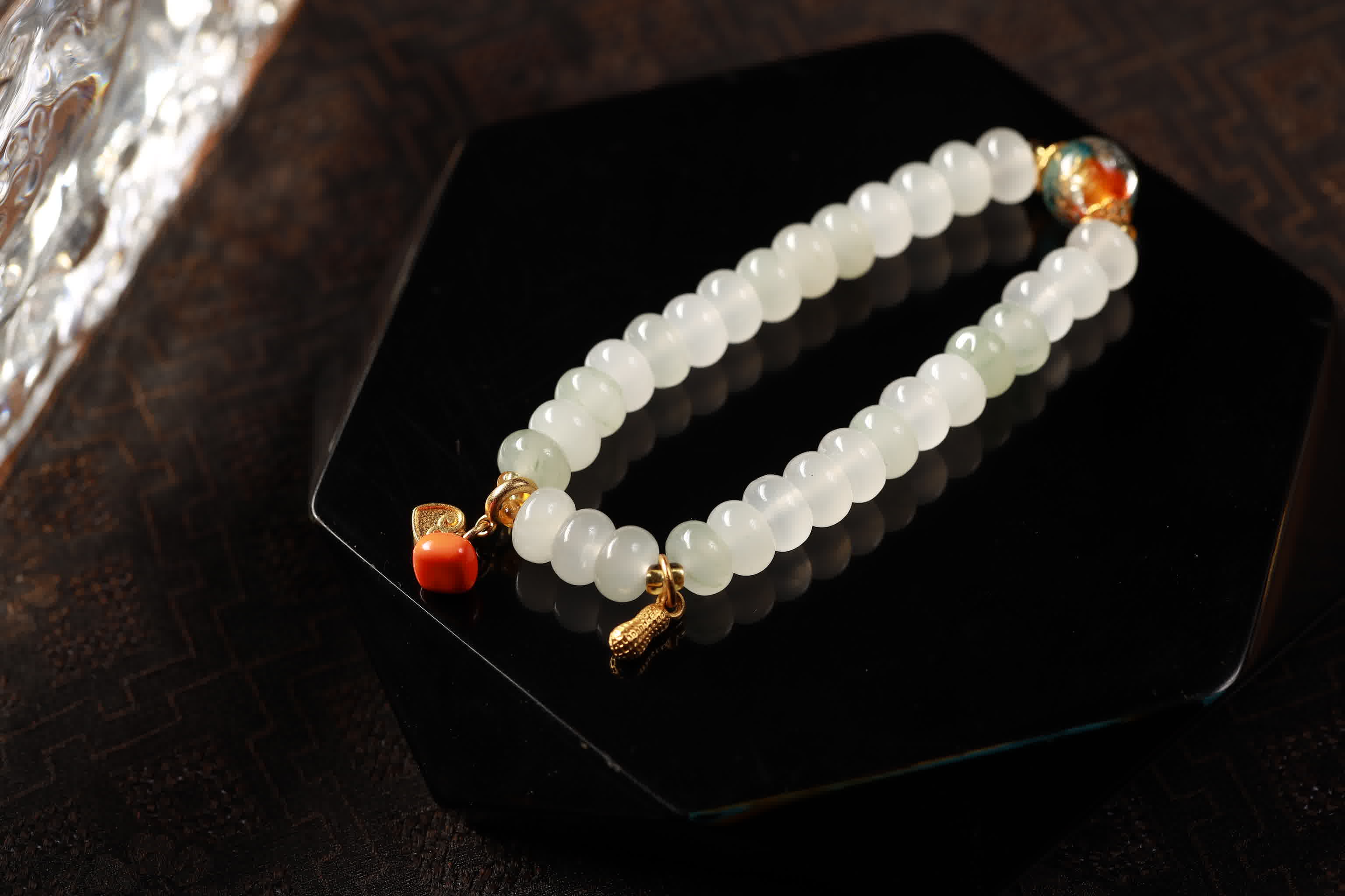 Triple Harmony Green Jade Bamboo Bracelet