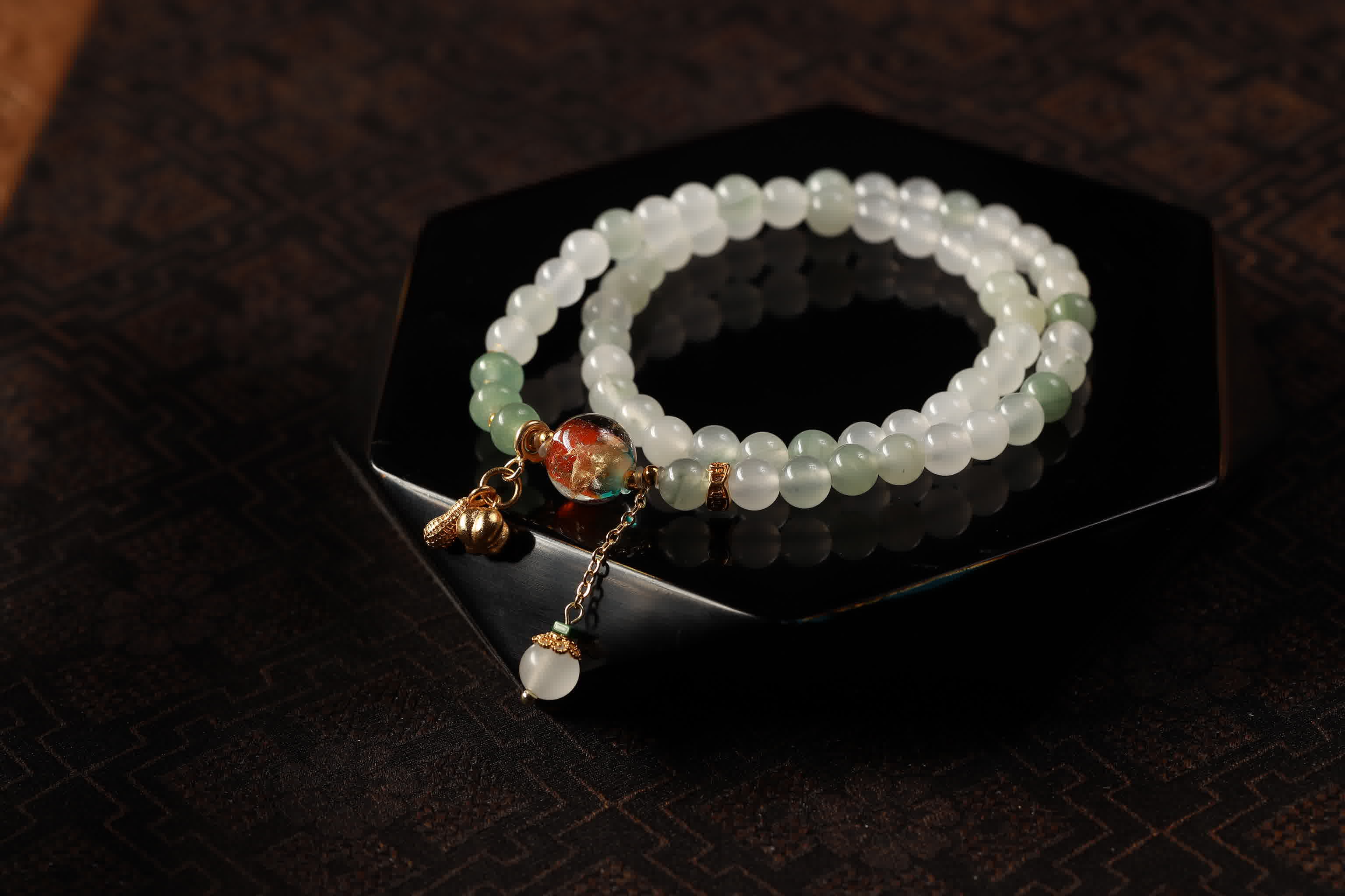 Dunhuang Radiance Green Jade Multi-Loop Bracelet