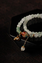 Dunhuang Radiance Green Jade Multi-Loop Bracelet – Image 2
