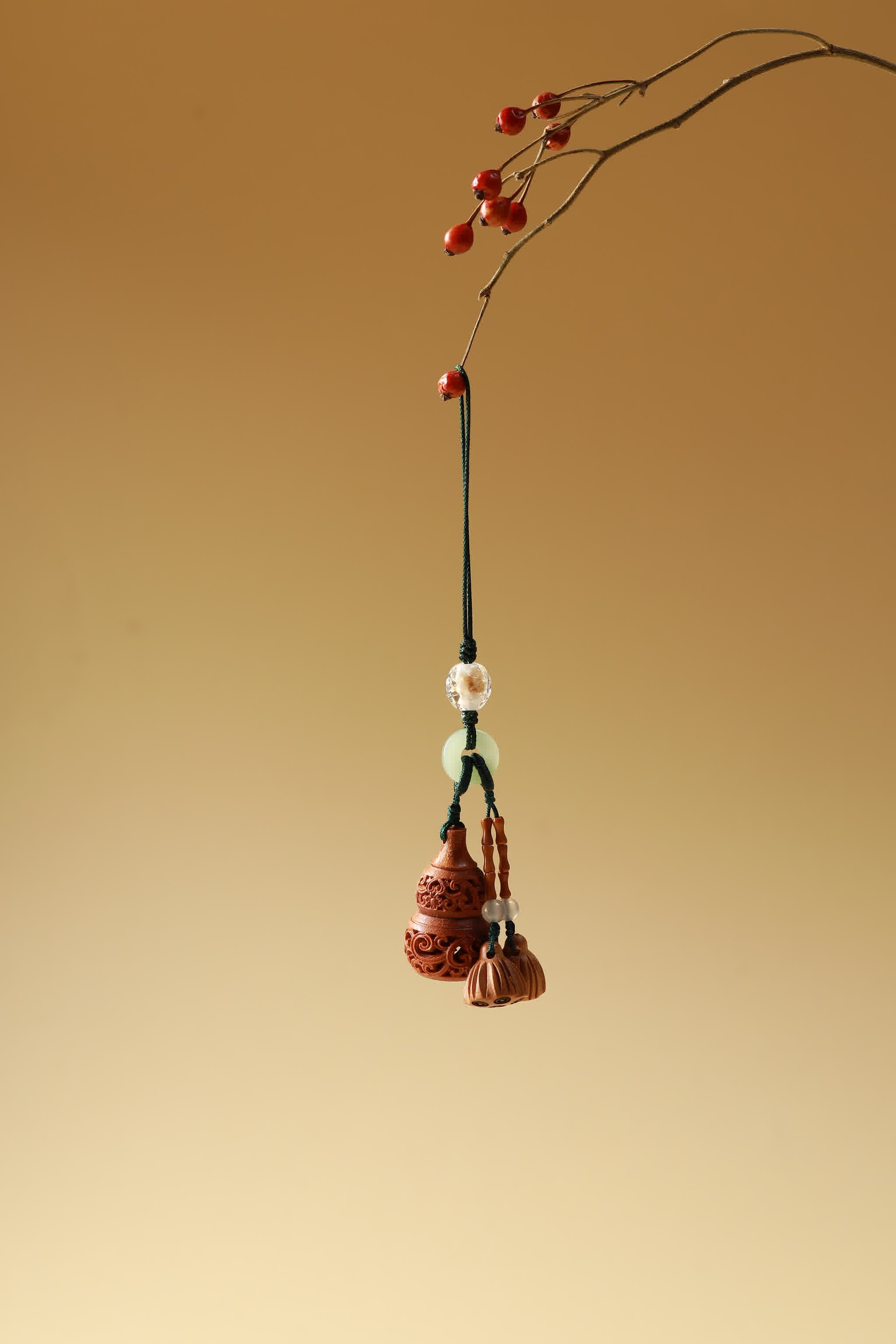 Auspicious Deer Blackwood & Gilded Charm