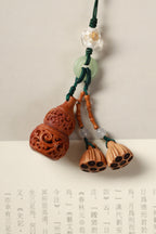 Carved Wood Gourd & Bamboo Bell Hanging Charm — product image 2