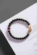 Black Beaded Bracelet with Purple Accents — product image 3