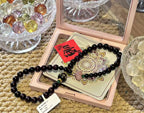 Black Beaded Bracelet with Green & Pink Accents | Style XYZT0756 — product image 2