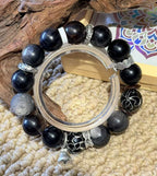 Black Beaded Bracelet with Silver Charms | Thoughtful Gift — product image 4