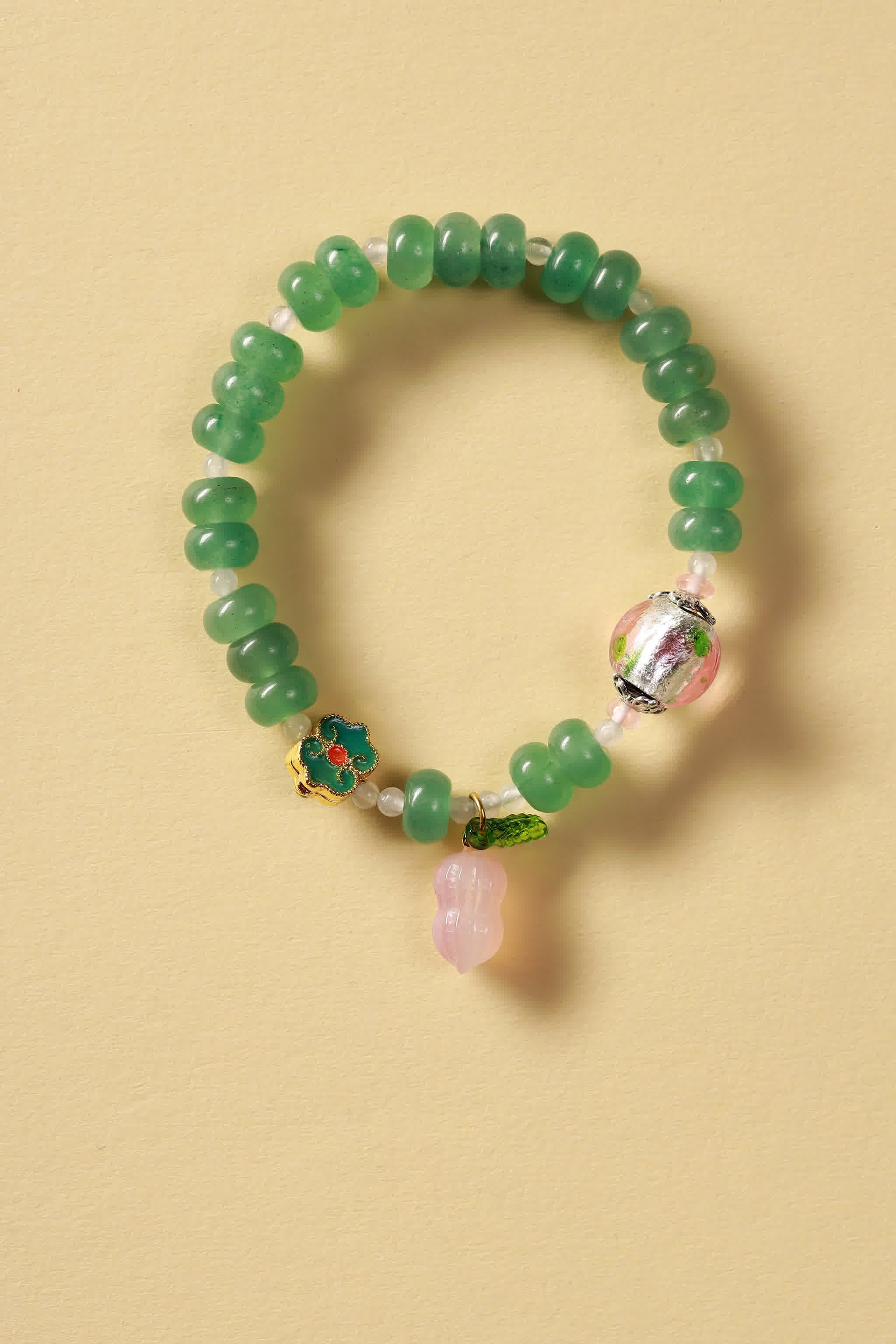 Emerald Glaze Green Jade & Enamel Bracelet