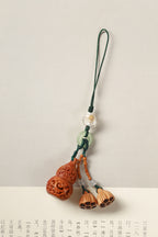 Carved Wood Gourd & Bamboo Bell Hanging Charm — product image 6