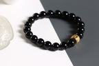 Black Obsidian Beaded Bracelet with Gold Charm — product image 1