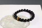 Black Obsidian Beaded Bracelet with Gold Charm — product image 3