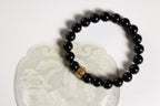 Black Obsidian Beaded Bracelet with Gold Charm — product image 4