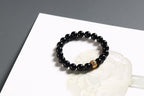 Black Obsidian Beaded Bracelet with Gold Charm — product image 5