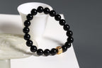 Black Obsidian Beaded Bracelet with Gold Charm — product image 6