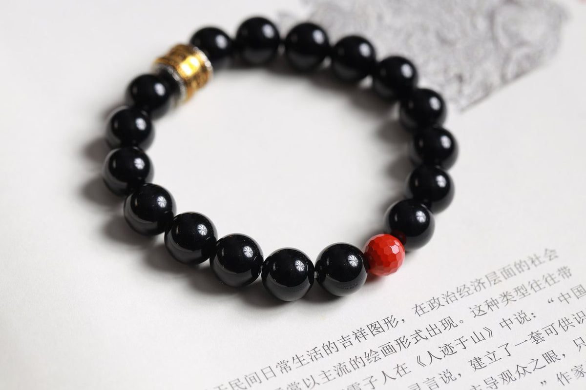 Black Beaded Bracelet with Red Accent — product image 1