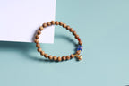 Brown Wood Beaded Bracelet with Blue Accent — product image 5