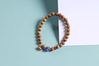 Brown Wood Beaded Bracelet with Blue Accent — product image 6