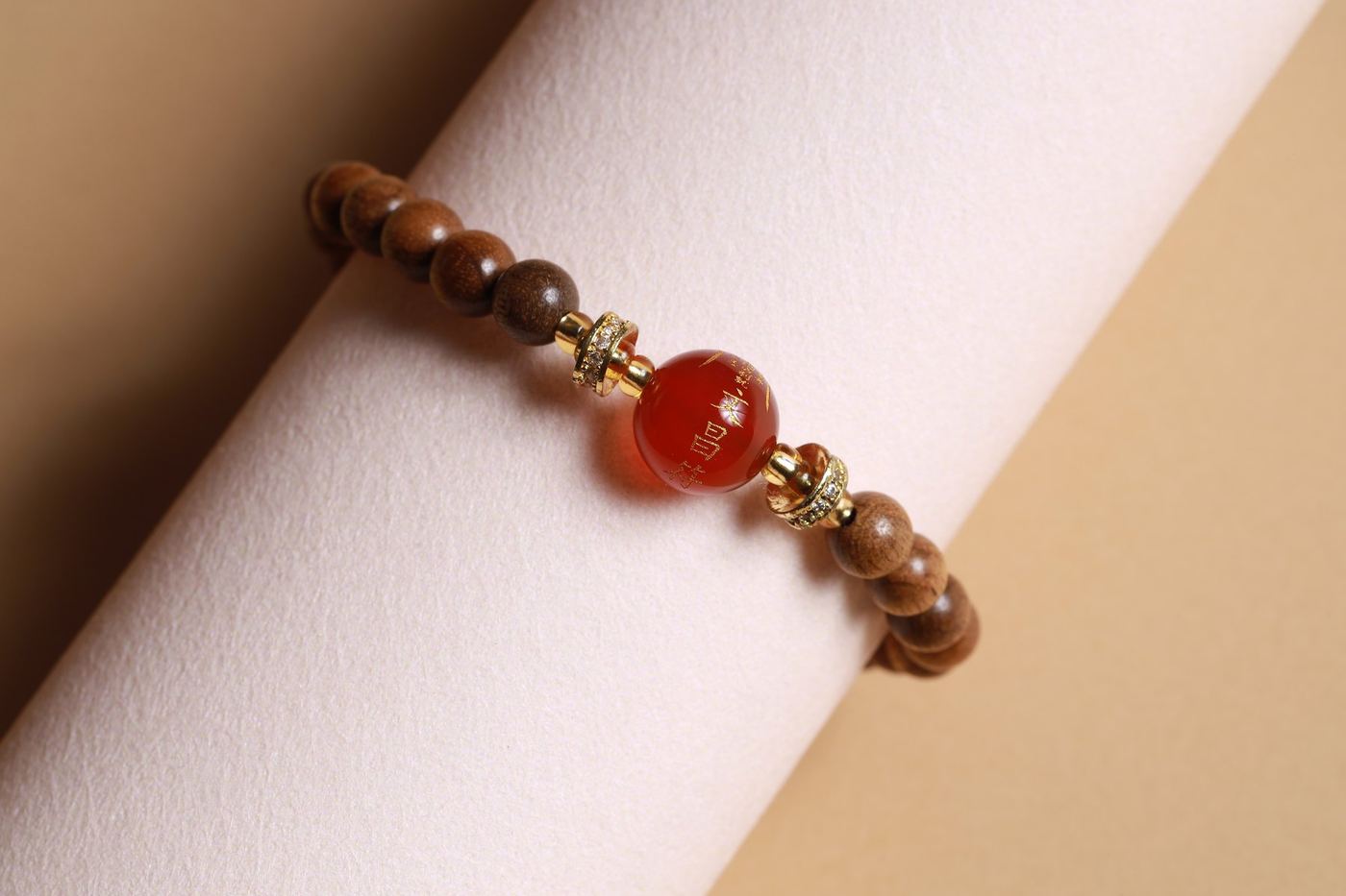 Golden Nanmu Wood Blessing Bracelet - SCNM0058