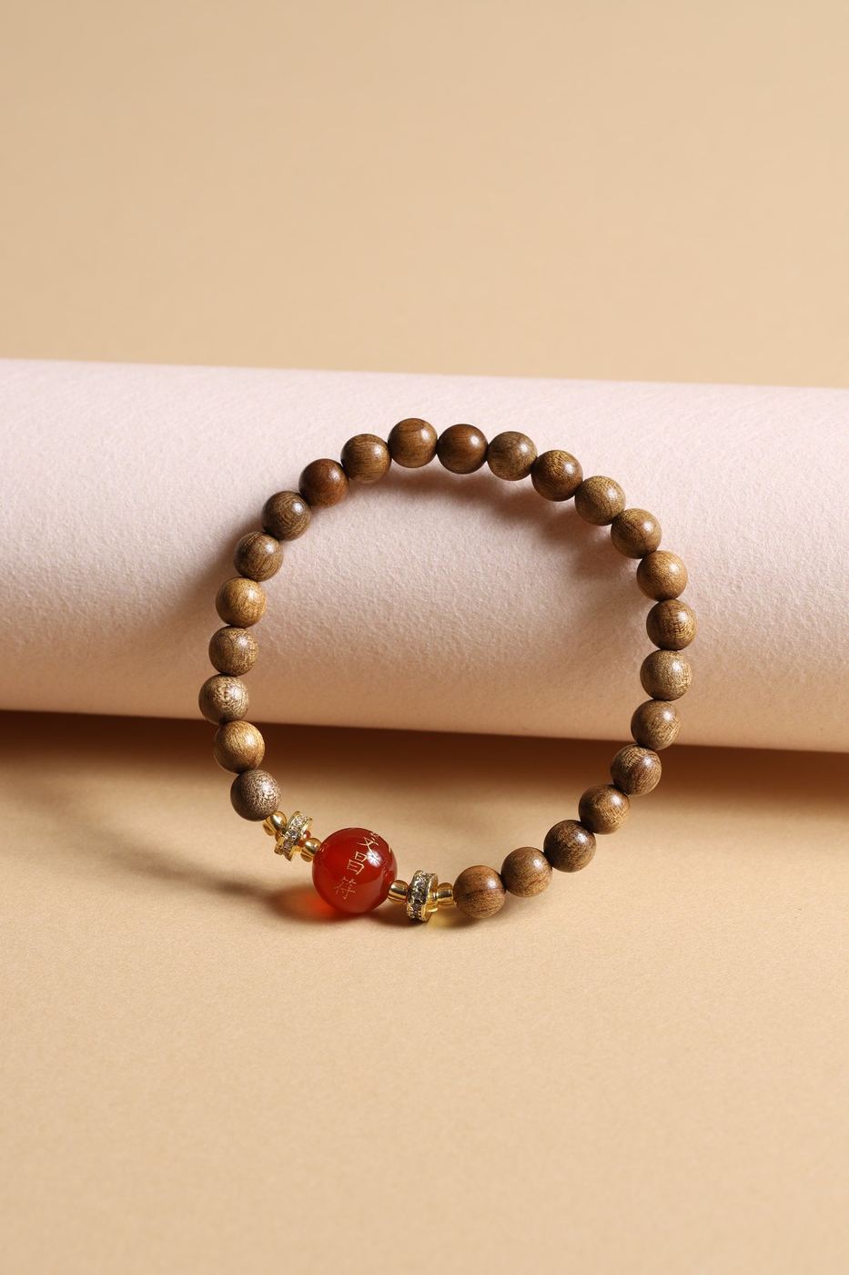 Golden Nanmu Wood Blessing Bracelet - SCNM0058