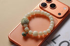 White Beaded Bracelet with Green Woven Accent — product image 3