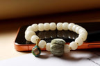 White Beaded Bracelet with Green Woven Accent — product image 4