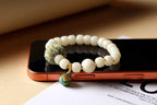 White Beaded Bracelet with Green Woven Accent — product image 5