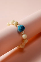 Cream Beaded Bracelet with Blue Accent — product image 1