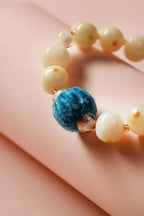 Cream Beaded Bracelet with Blue Accent — product image 5