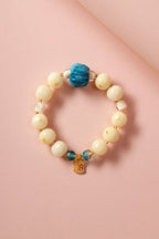 Cream Beaded Bracelet with Blue Accent — product image 6