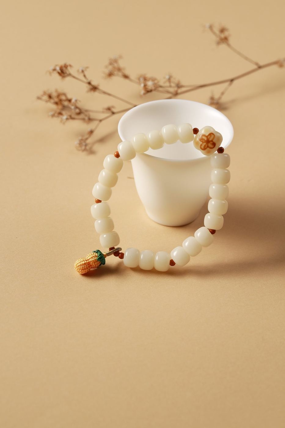 White Jade Bodhi Blessing Bracelet - SCPTG0015