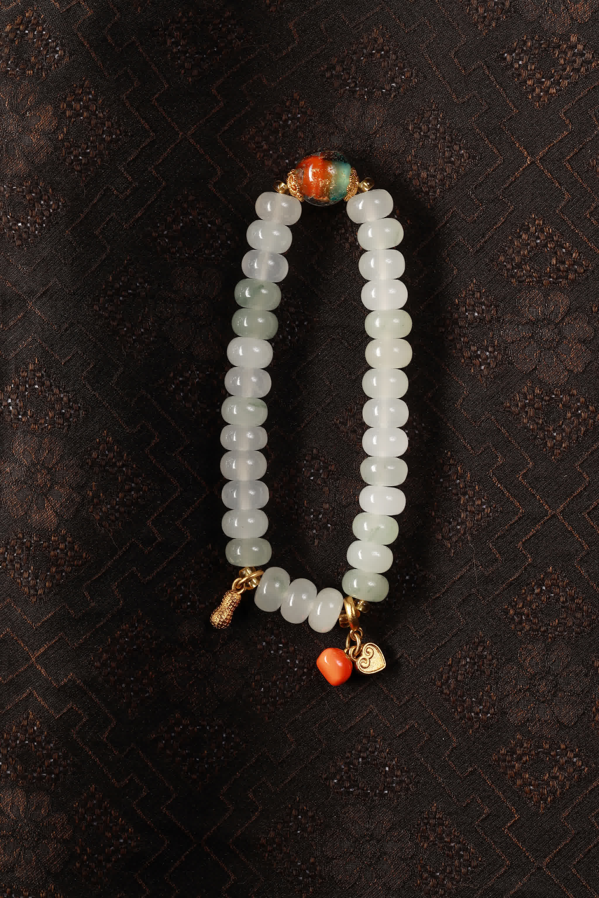 Triple Harmony Green Jade Bamboo Bracelet