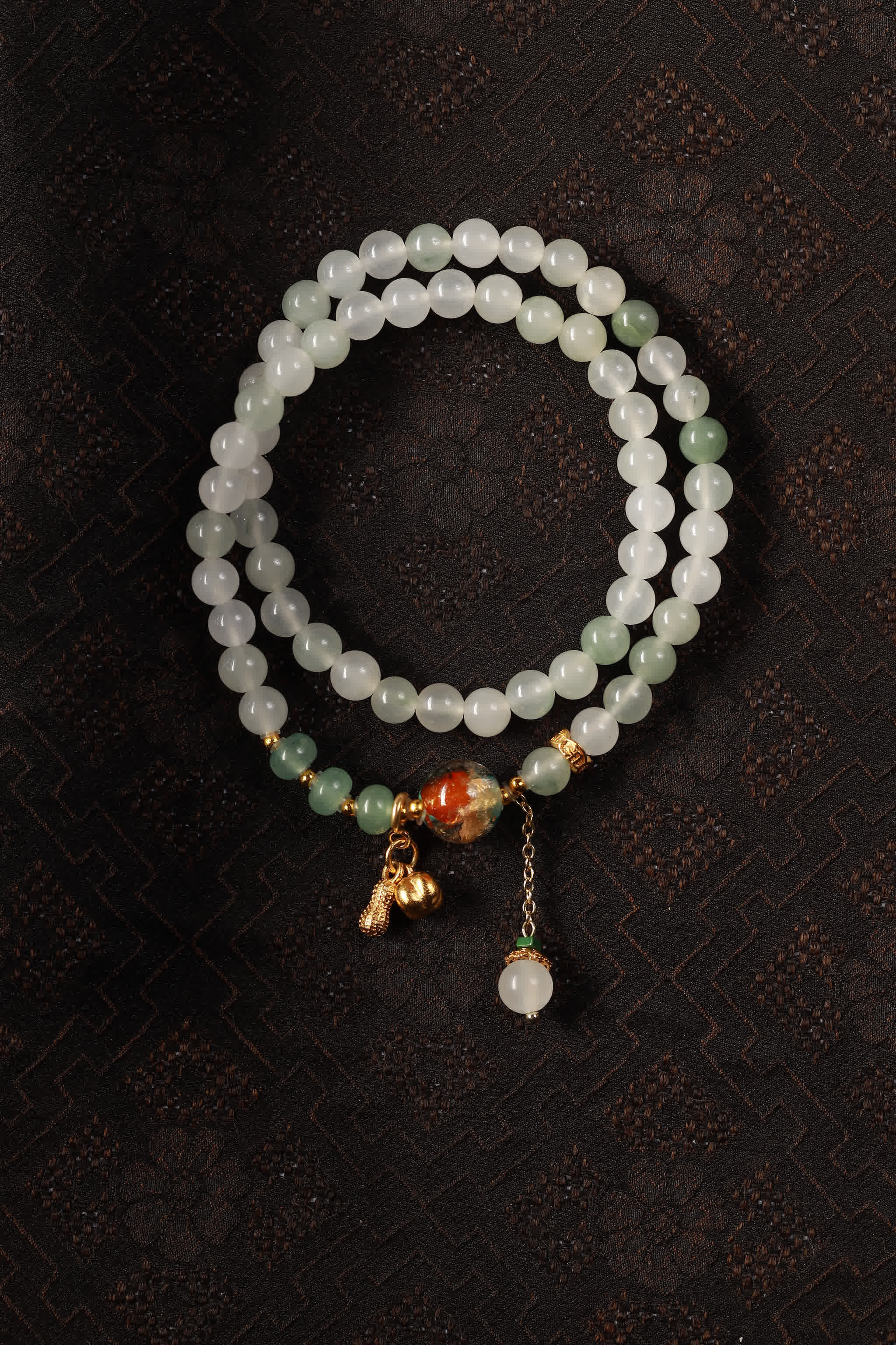 Dunhuang Radiance Green Jade Multi-Loop Bracelet
