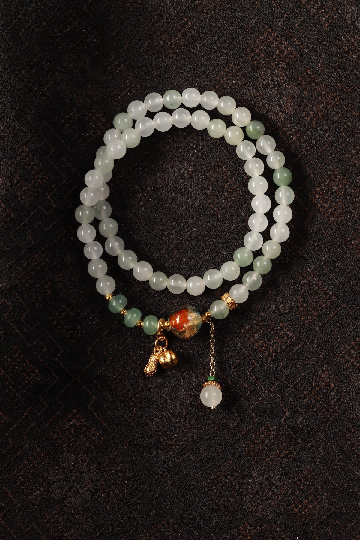 Dunhuang Radiance Green Jade Multi-Loop Bracelet