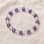 Amethyst & Clear Quartz Beaded Bracelet — product image 1