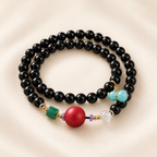 Black Beaded Bracelet with Multicolor Charms | Style XYZT0757 - product image 1