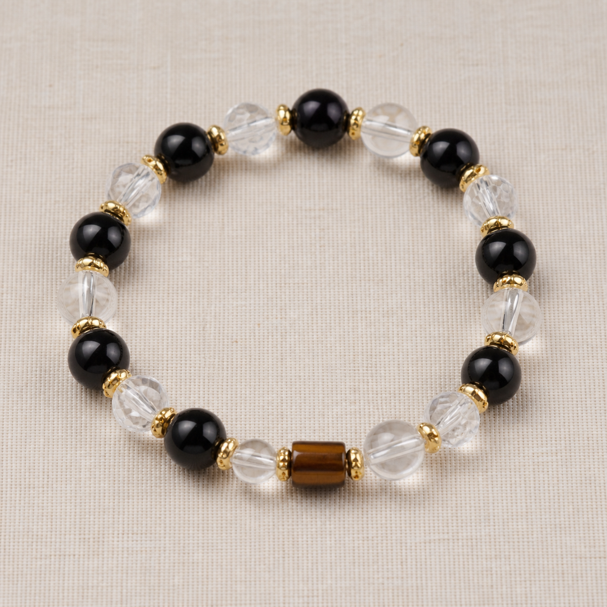 Black & Clear Gemstone Beaded Bracelet — product image 1