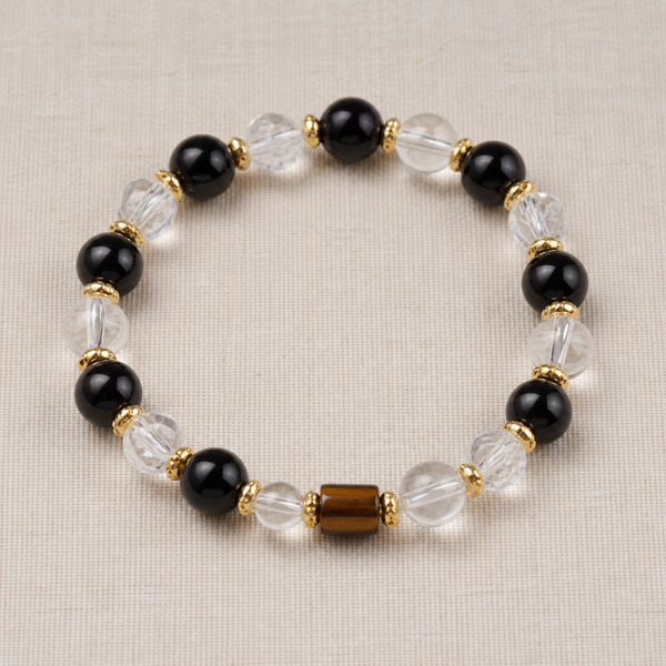 Black & Clear Gemstone Beaded Bracelet