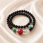 Black Beaded Bracelet with Multicolor Charms | Style XYZT0757 — product image 1