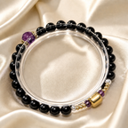 Black Beaded Bracelet with Purple Accents — product image 1