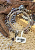 Purple Crystal Beaded Bracelet with Silver Charms — product image 3