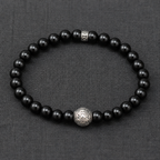 Black Beaded Bracelet with Silver Charms — product image 1