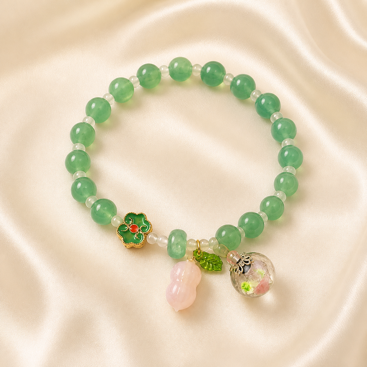 Emerald Glaze Green Jade & Enamel Bracelet — product image 1
