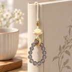 Gray agate lotus hanging charm product view