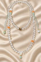 Clear Crystal Beaded Necklace with Jade Pendant - product image 2