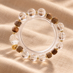 Clear crystal and wood bracelet product view