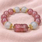 Pink and gray crystal beaded bracelet product view