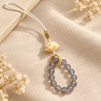Gray agate lotus hanging charm product view