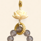 Gray agate lotus hanging charm product view