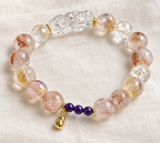 Clear Crystal Beaded Bracelet with Purple Accent - studio image