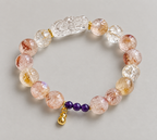 Clear Crystal Beaded Bracelet with Purple Accent - studio image