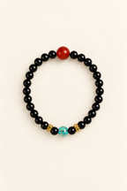 Black Beaded Bracelet with Red & Blue Accents - product image 1