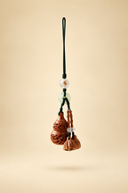 Carved Wood Gourd & Bamboo Bell Hanging Charm - product image 1